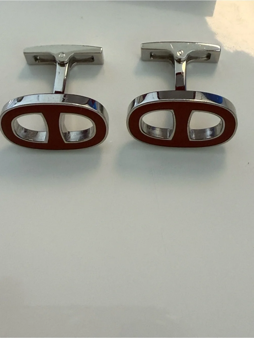 Hermes Maillon / Chaîne d’Ancre enamel cufflinks.Authentic
